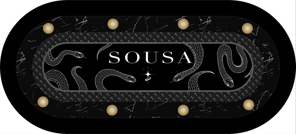 Masa poker cu marmura neagra si print sarpe CustomTables.eu