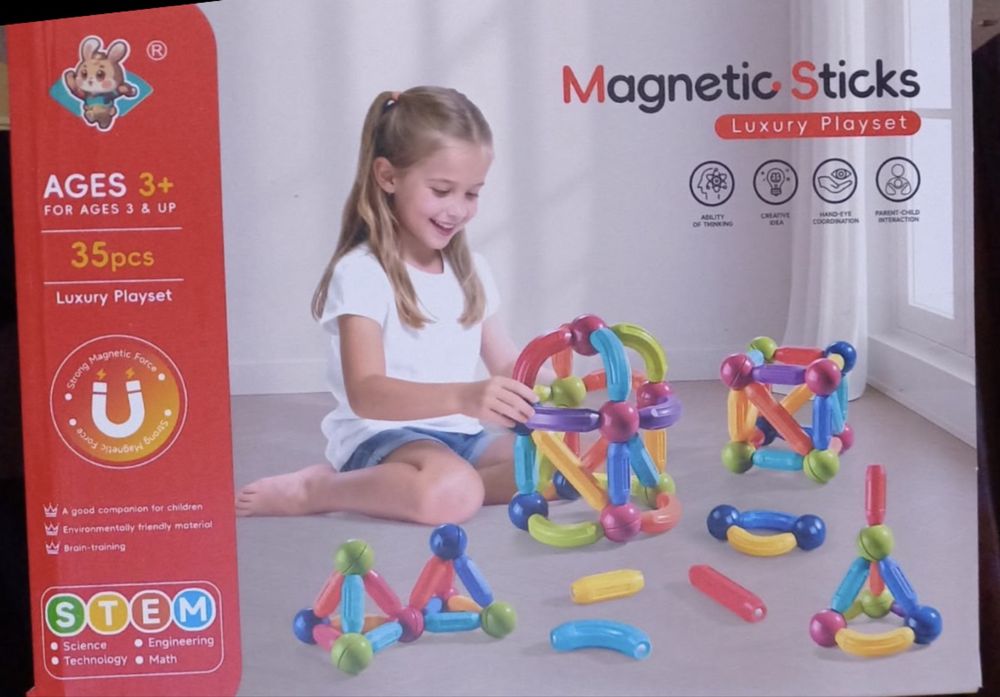 Луксозен Магнитен конструктор Stem Magnetic Sticks 35 части
