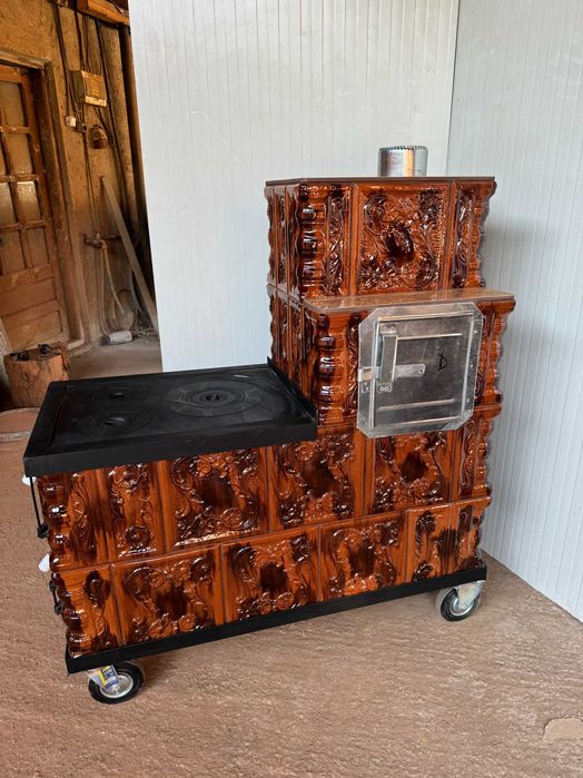 Soba de teracota cu plita mare si cuptor 4 randuri culoare degradeu