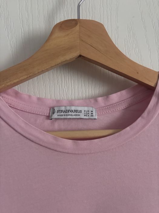 Tricou basic roz Stradivarius M