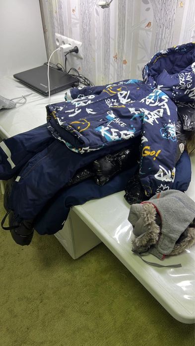 Зимний комбинезон черный, синий