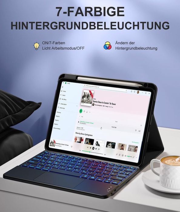 Husă cu Tastatură și Touchpad iPad Air 11 M3/M2 Air 5/4 Iluminată