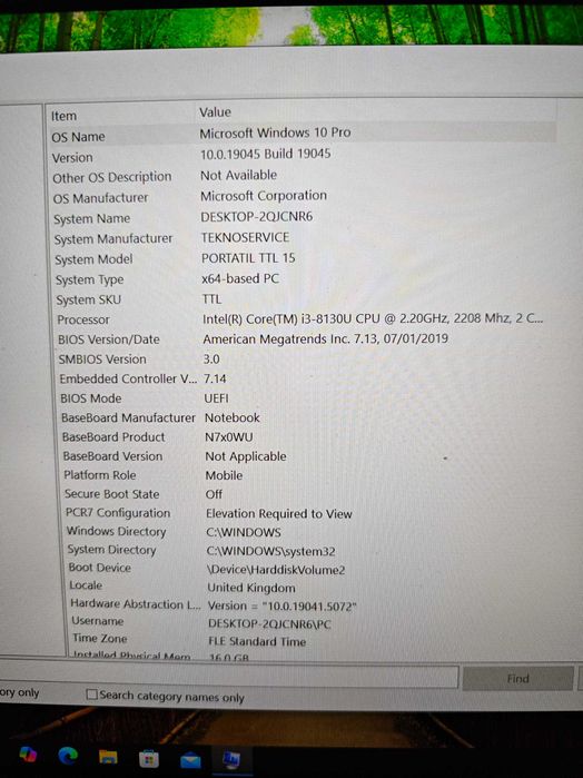 Лаптоп 15.6" Full HD | i3-8130U | 2x8GB Ripjaws | 240GB SSD | Clevo