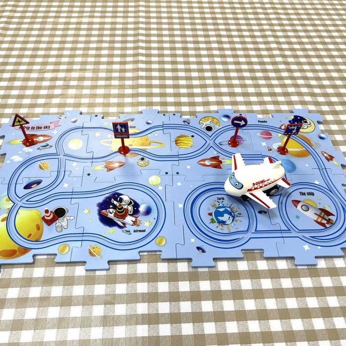 Puzzle circuit educativ pentru copii constructie 15 piese si accesorii