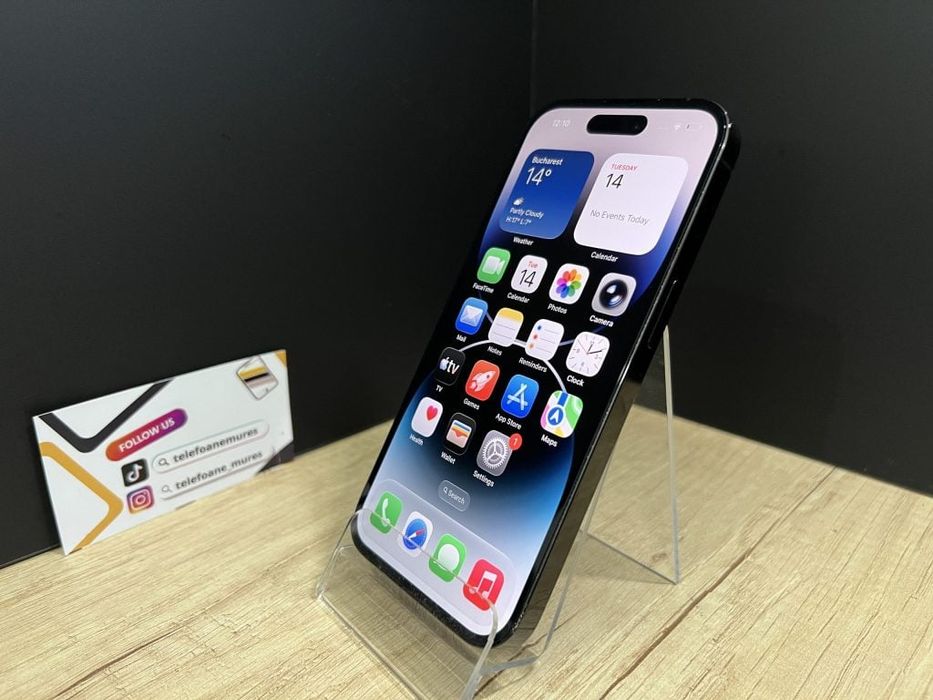 iPhone 14 Pro 128Gb Space Black Second-Hand Bun 3 ani garanție, Telefo