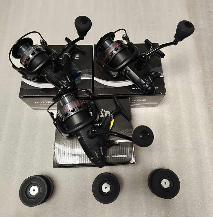 SET 3 Mulinete Wind Blade TB12-60FR, Baitrunner, Tambur metalic 8+1 Ru
