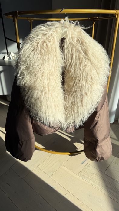 Geaca cu guler  oaie mongoleza XS S