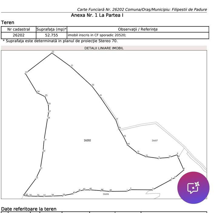 Vand teren extravilan 52.755 mp si 57.400mp -  Filipestii de Padure