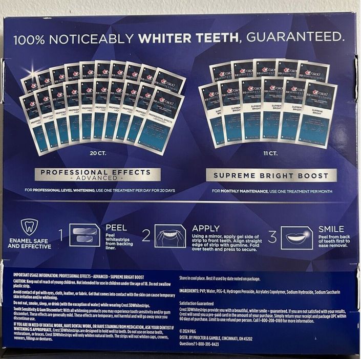 Benzi Albire Dentara Crest Whitestrips Supreme Professional Peroxid