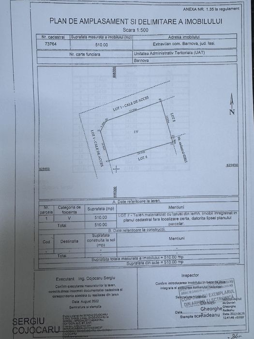 Vand parcela de teren 656 mp in Visani