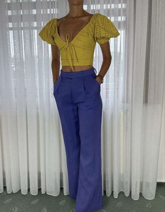 Pantaloni lejeri  zara - marimea xs , culoare mov