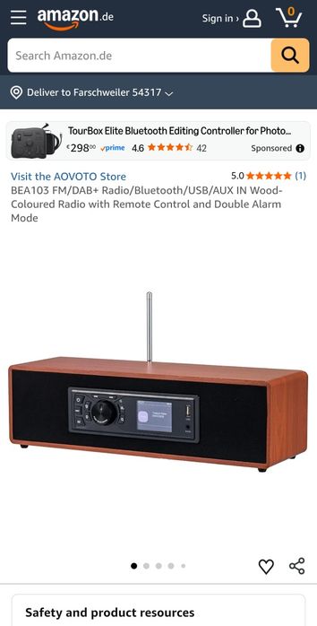 AOVOTO DAB+/FM Радио с Bluetooth, Цветен Дисплей и Дистанционно