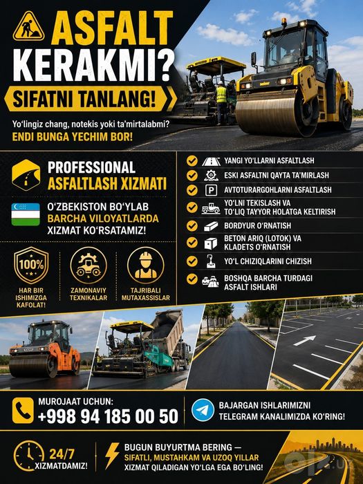 Sifatli asfalt aсфальт асфальт xizmatlari