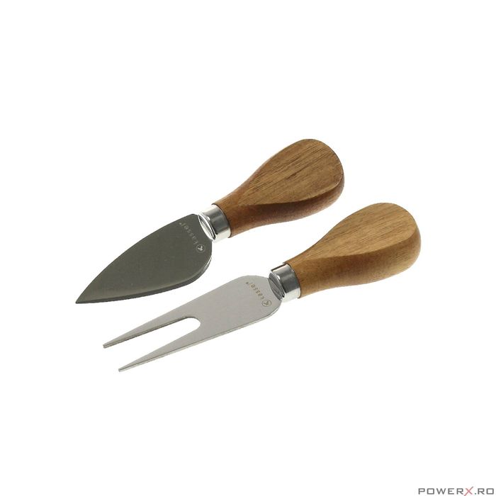 Set 3 ustensile pentru taiat si servit branzeturi, lemn de salcam,