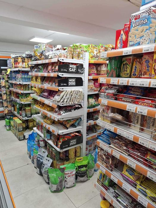 Двустранен островен /гондола/ стелаж- бял  НОВ НАЛИЧЕН