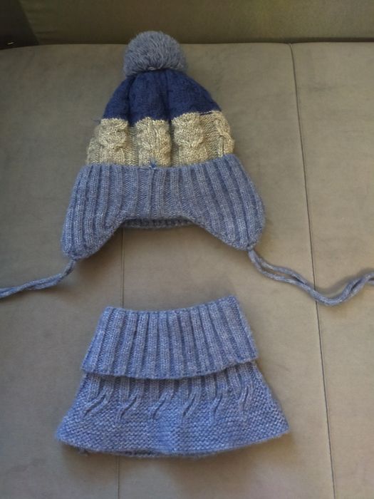 Шапка +снуд зимняя детская