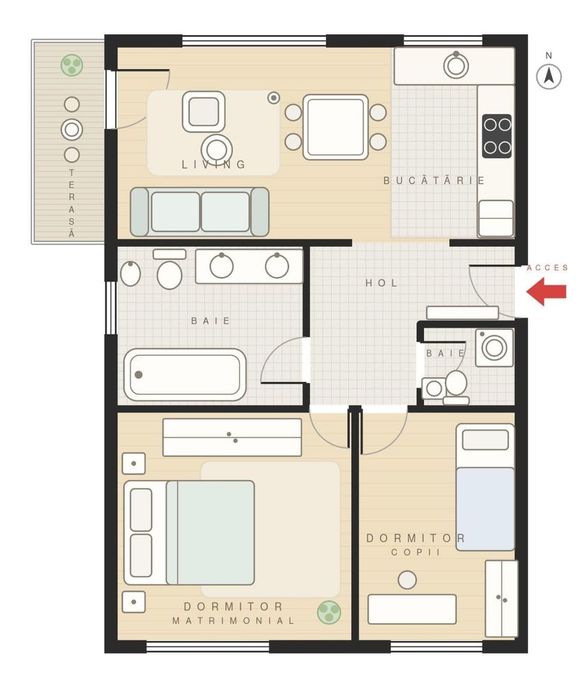 Apartament decomandat 3 camere Pacurari