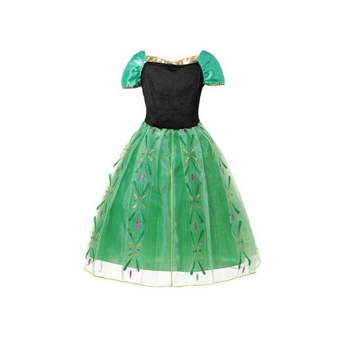 Rochita printesa Anna din Frozen, Verde, 3-8 ani