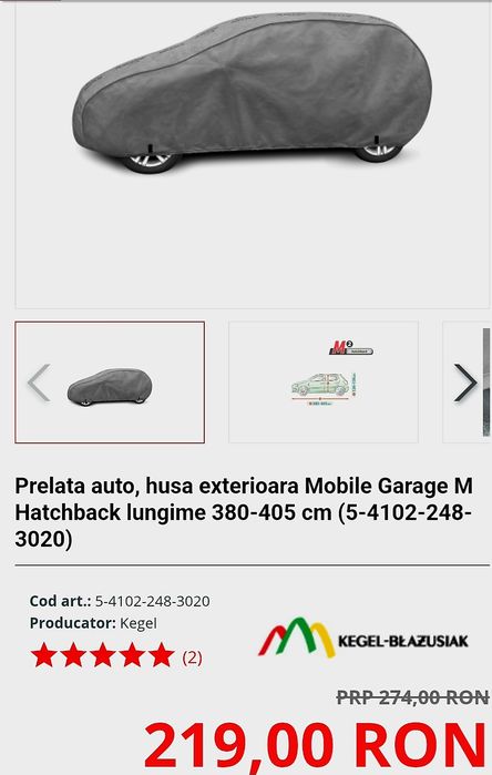 Prelata premium universala (M-hatchback) Nou