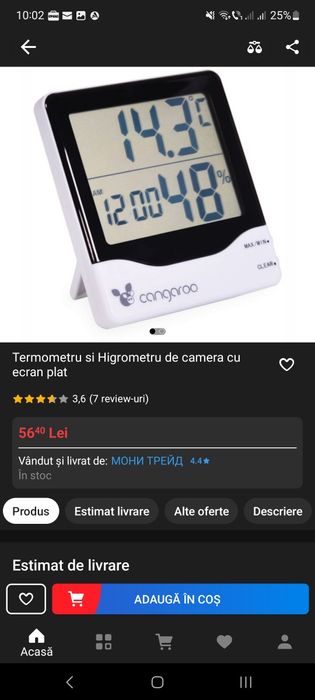Termometru si Higrometru de camera cu ecran plat