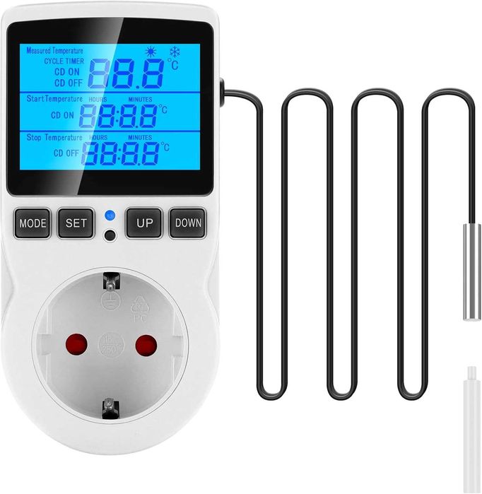 Термостатичен контакт Seamuing 16A 220V цифров температурен контролер със сонда