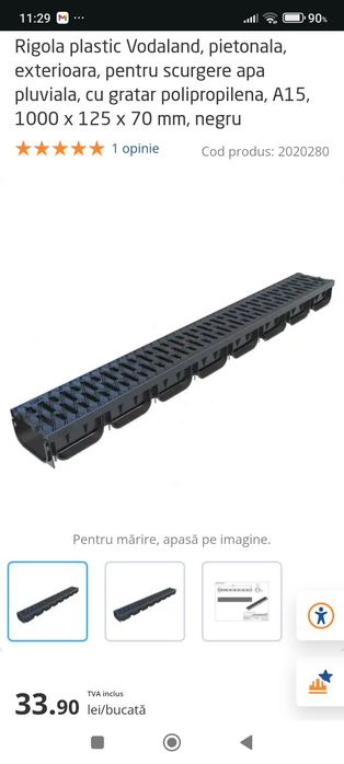 Vând 12 buc rigole plastic pentru scurgere apa pluviala