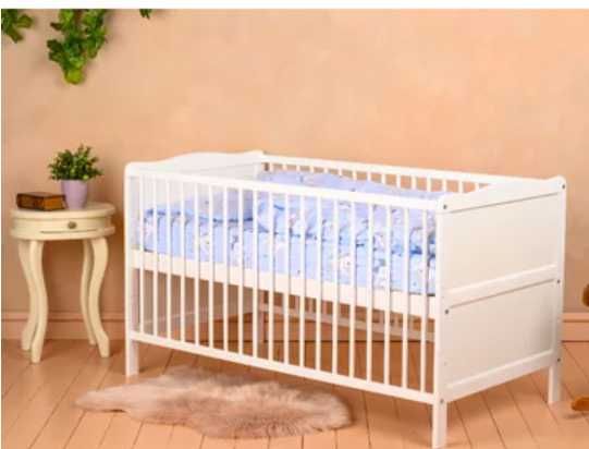 Patut din lemn bebe transformabil Babyneeds + patut de voiaj, gri-roz Smyk