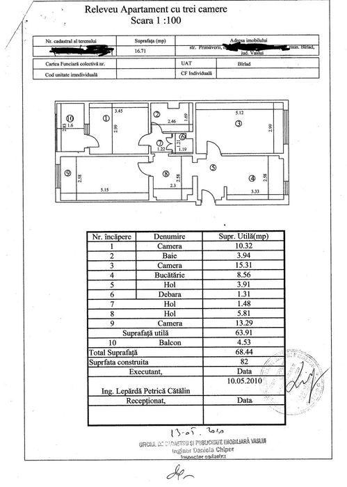 Apartament 3 camere, balcon închis, 69 mp – Gura Leului, Barlad