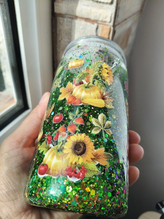 Pahar sclipici temă Toamnă