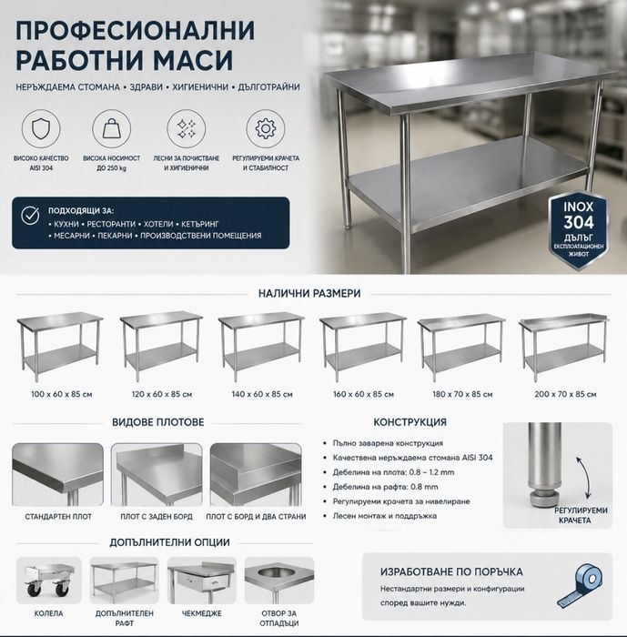 Работна маса Кухненски работни маси различни размери