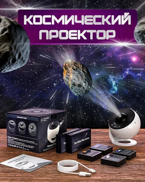 Proektor kosmos
12 дисков, шнур USB-C, инструкция
П