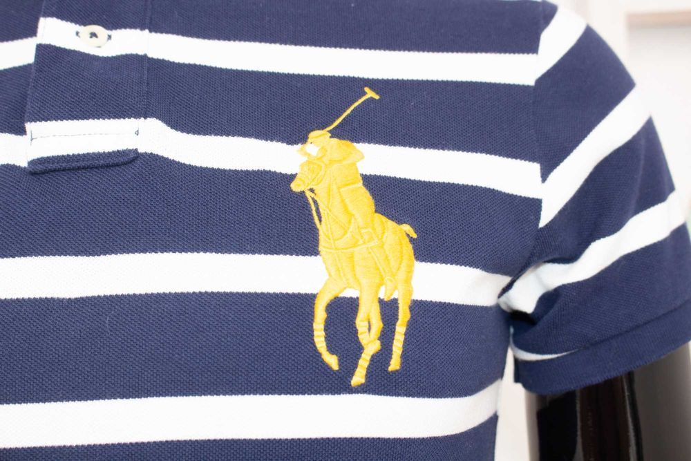 Polo RALPH LAUREN оригинална мъжка тениска синьо райе с яка S