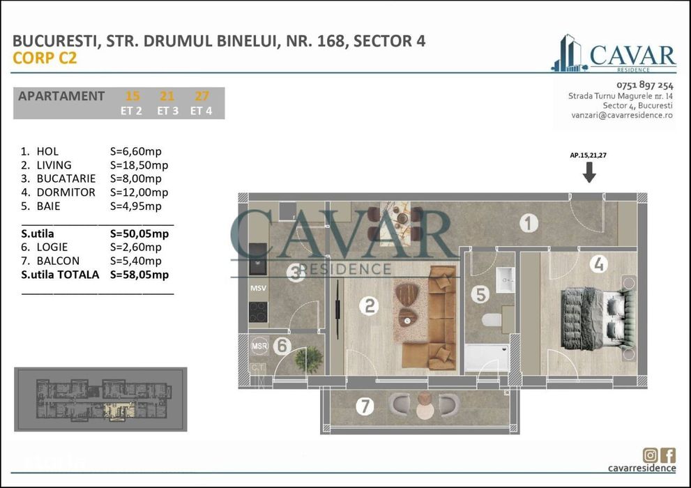Apartament 2 Camere Proiect Cavar Residence