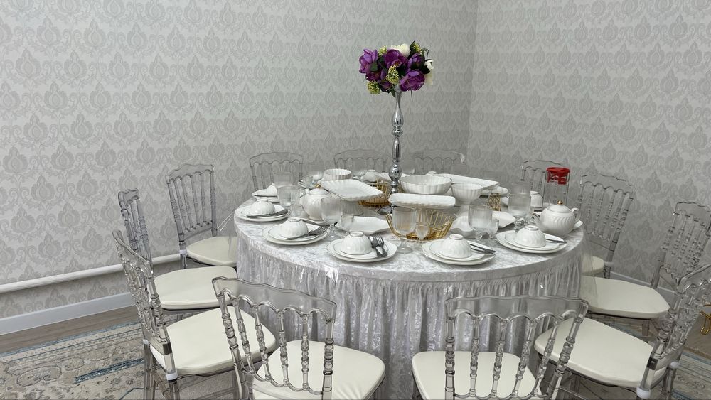 АРЕНДА стол+стулья, посуда
