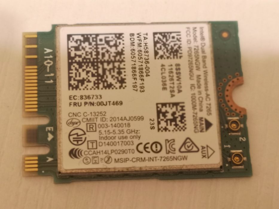 Card WI-FI + Bluetooth Intel 8SSW10A 00JT464