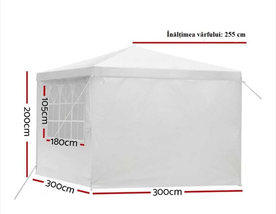 Cort Evenimente TOP CORTURI®, 3x3 M, Pavilion Gradina Cu Pereti Detasabili