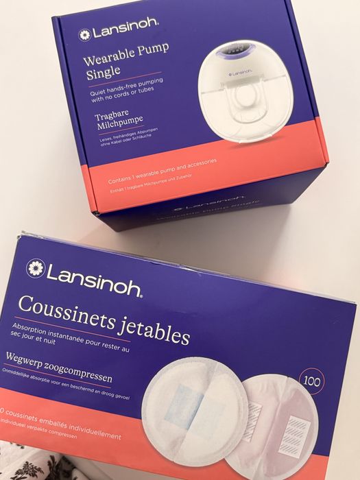 Pompa handsfree single Lansinoh + cadou tampoane san 100 bucati