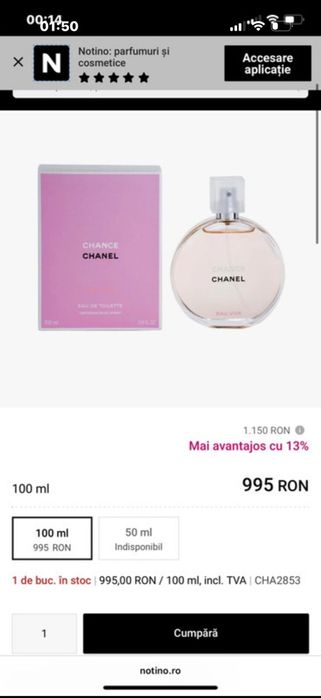 Vand parfum original Chanel chance