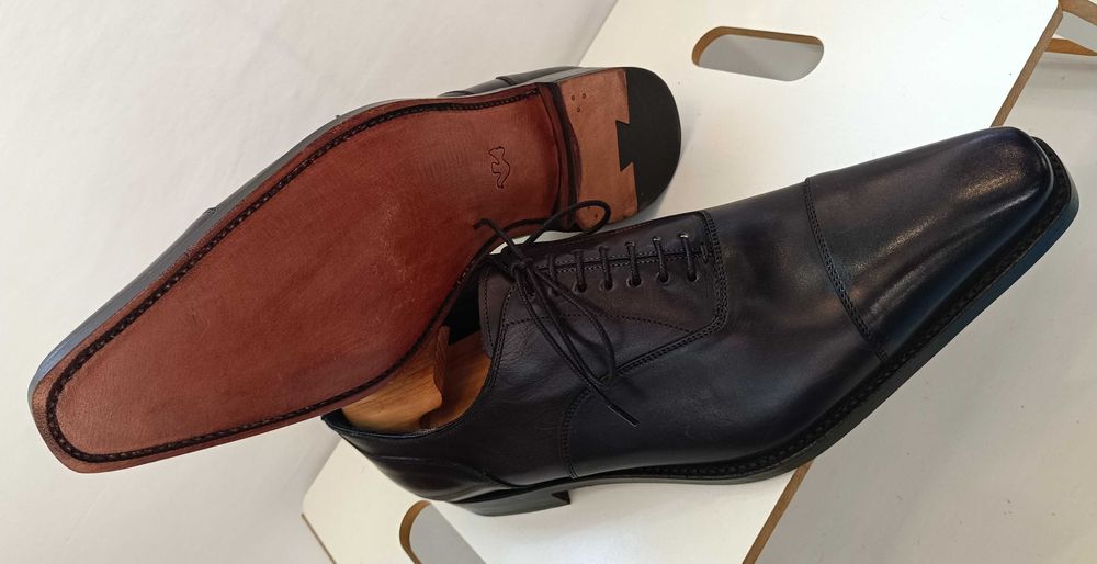 Pantofi de lux 46 46.5 oxford cap toe GREVE NOI lucrati manual piele