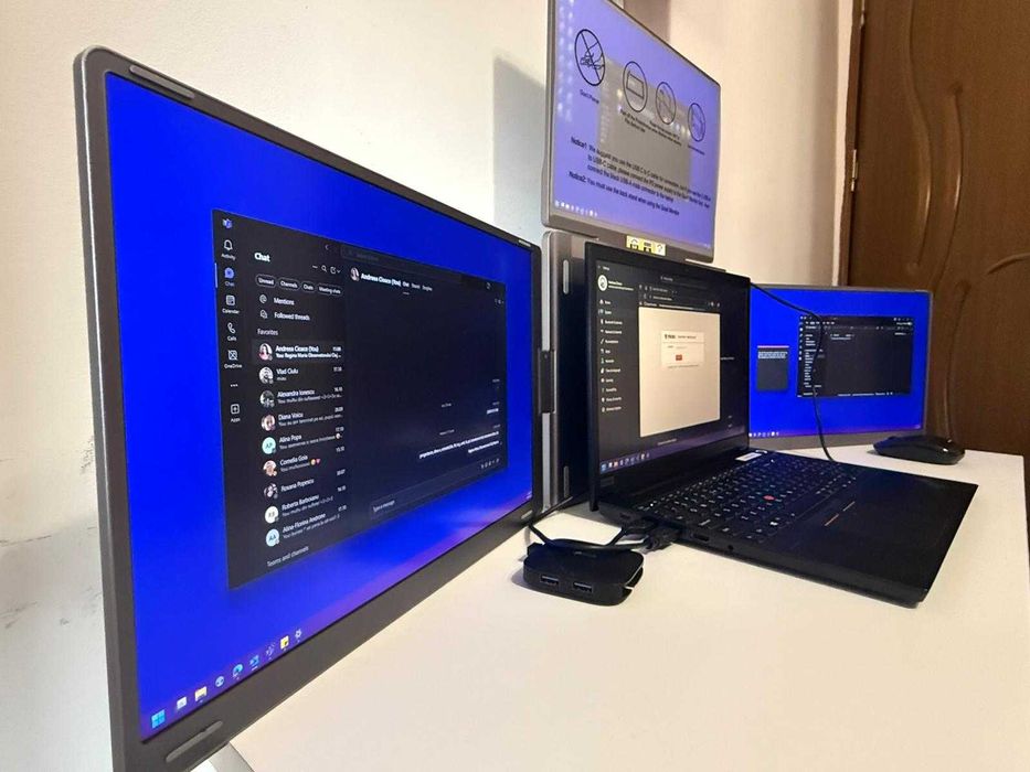 Monitor Triplu Extensibil si Portabil 16 inch, Geanta inclusa