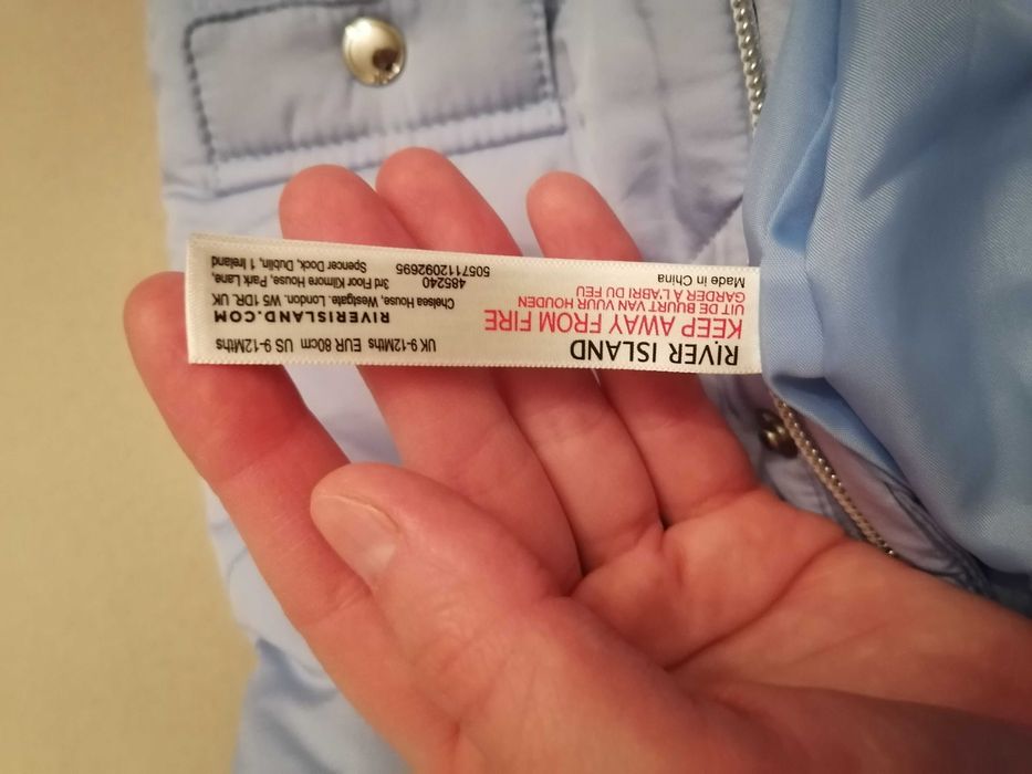 RIVER ISLAND - Зимен гащеризон с отделящ се еко пух, 80 CM 9-12 м.