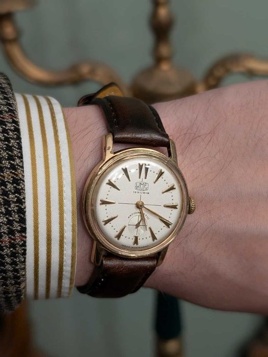 Ceas vintage UMF Ruhla placat cu aur de 20 microni