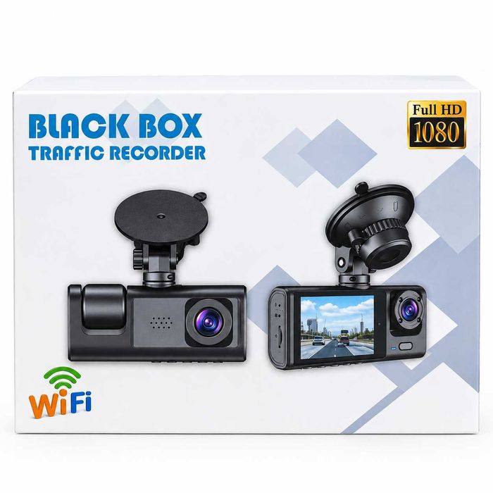 Видеорегистратор с 2 камери Wi-Fi, Full HD 1080P, 170° обектив и G-сензор