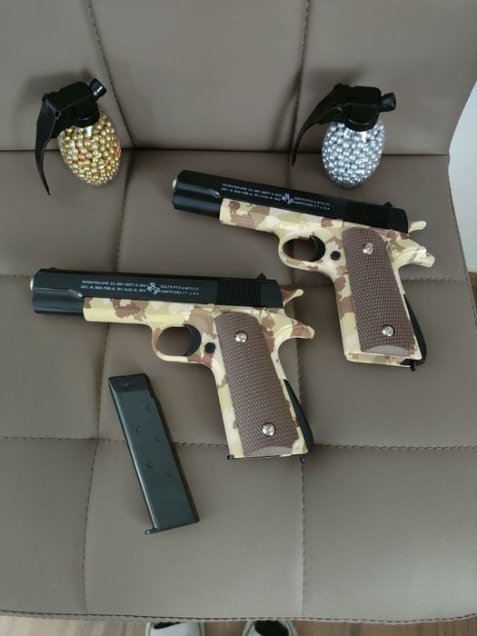 Pistol cu bile copii model 6mm Plastic Abs COLT + 500bile