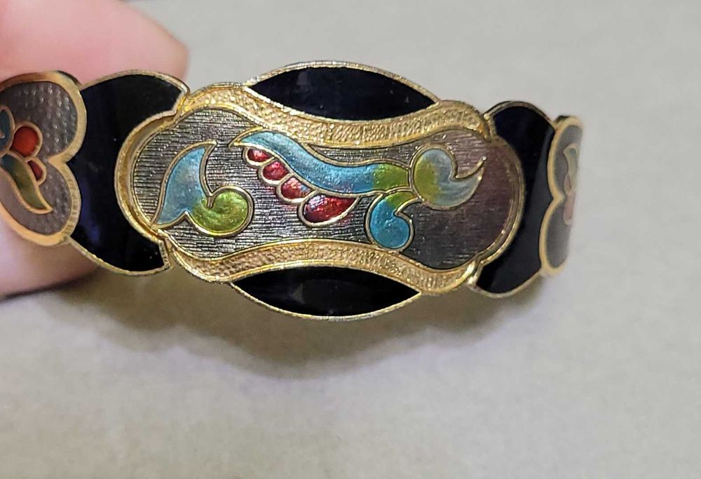 Brățară vintage Cloisonne, Art Nouveau, anii '80