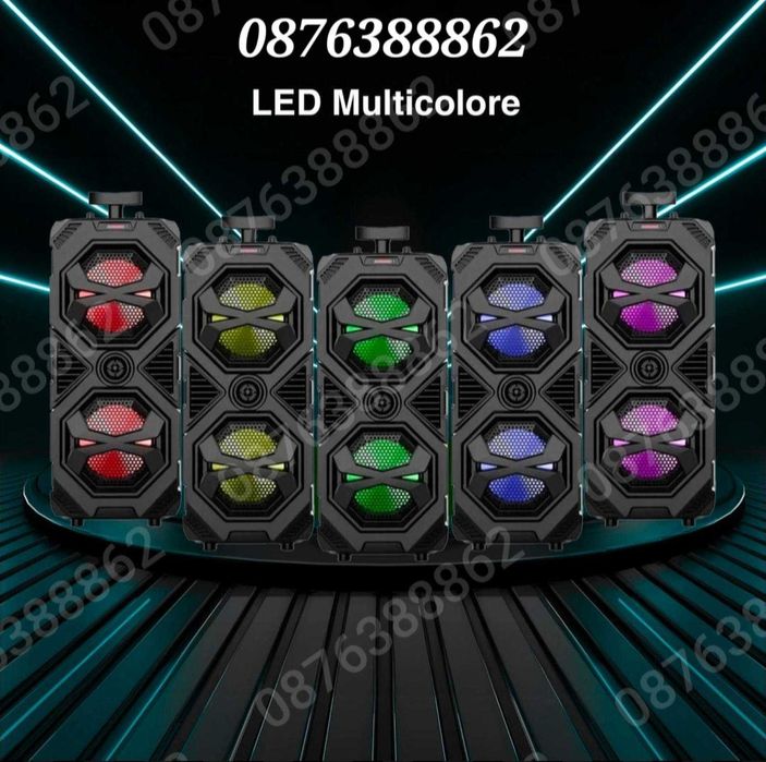 Голяма Караоке Колона Блутут Тонколона 2х8 инча 60см Безжичен Микрофон