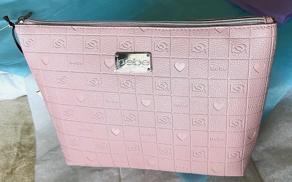 JUICY COUTURE Розова Златна Бродерия и Кристали Велурена Козметична Чанта/Несесер Средна НОВА с Етикет