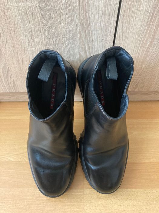 Prada Men's Black Leather Brixxen Half-Boot 4T3034