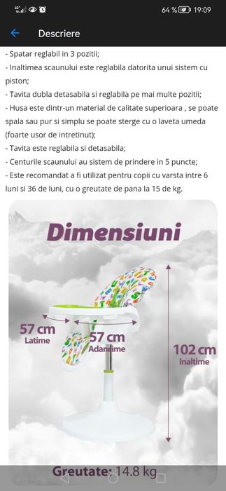 Scaun de masa copil/bebelus Wunderkid