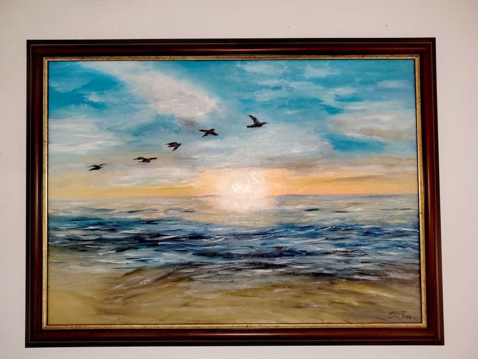 Vand tablou pictat în ulei pe pânză.